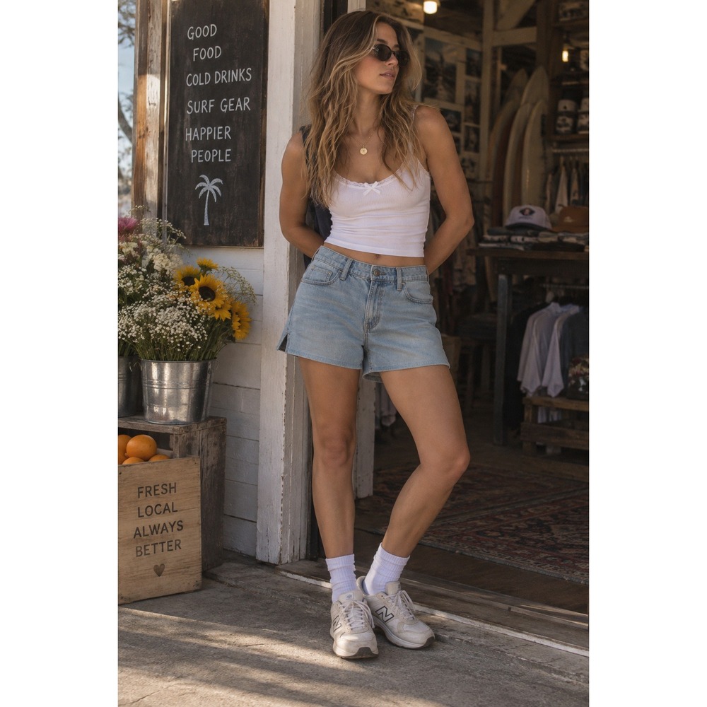 Hollister Shorts Womens 4 W27 Light Blue Denim High Rise Relaxed Summer Y2K